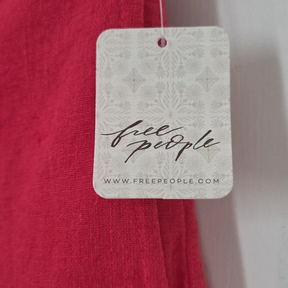 Free People Red Linen Wide Leg Pants
